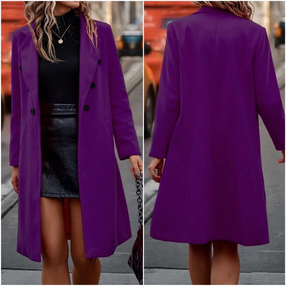 BellanBlue Purple Double-Breasted Trench Coat - Picture 2 of 2